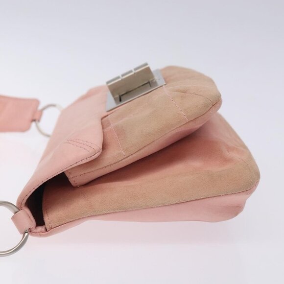 CHANEL Choco Bar Shoulder Bag Suede Pink Silver CC Auth 132385 - Picture 5 of 16